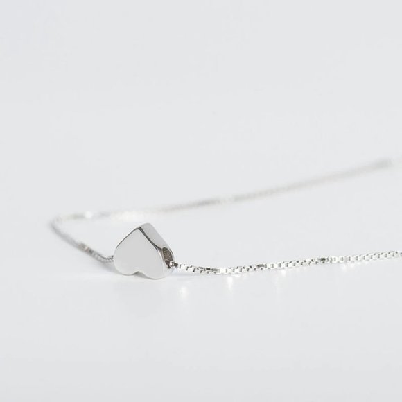 NEW 925 Sterling Silver Simple Heart Necklace - Picture 8 of 10